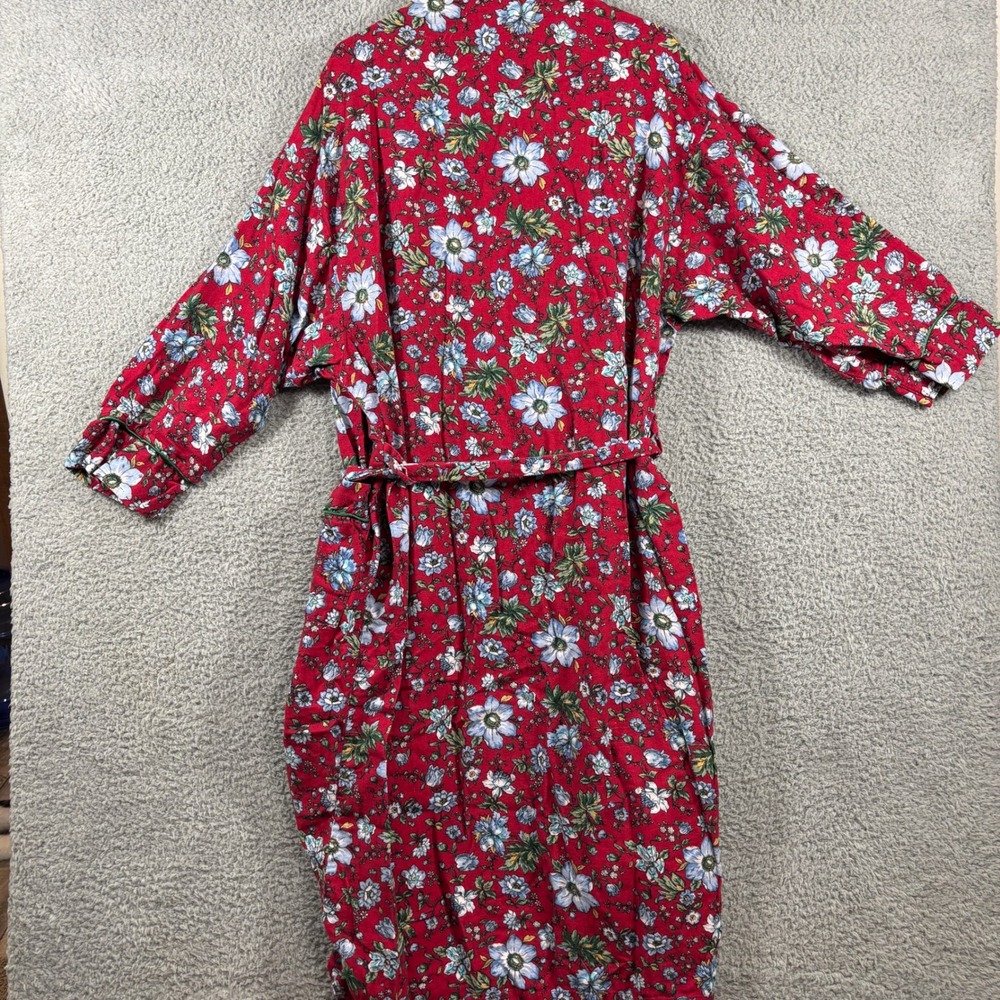 Vintage Victorias Secret Gold Label Womens Robe M/L Red Blue Floral Wrap 50in - Picture 5 of 5